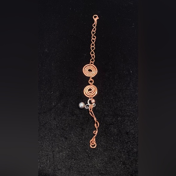 Handmade Pure Copper Sterling Silver Bracelet 925 7.5” Swirl Unisex - Picture 3 of 4